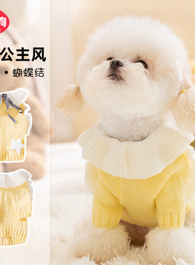 公主风小狗狗衣服冬季约克夏小型幼犬泰迪雪纳瑞比熊冬天宠物毛衣
