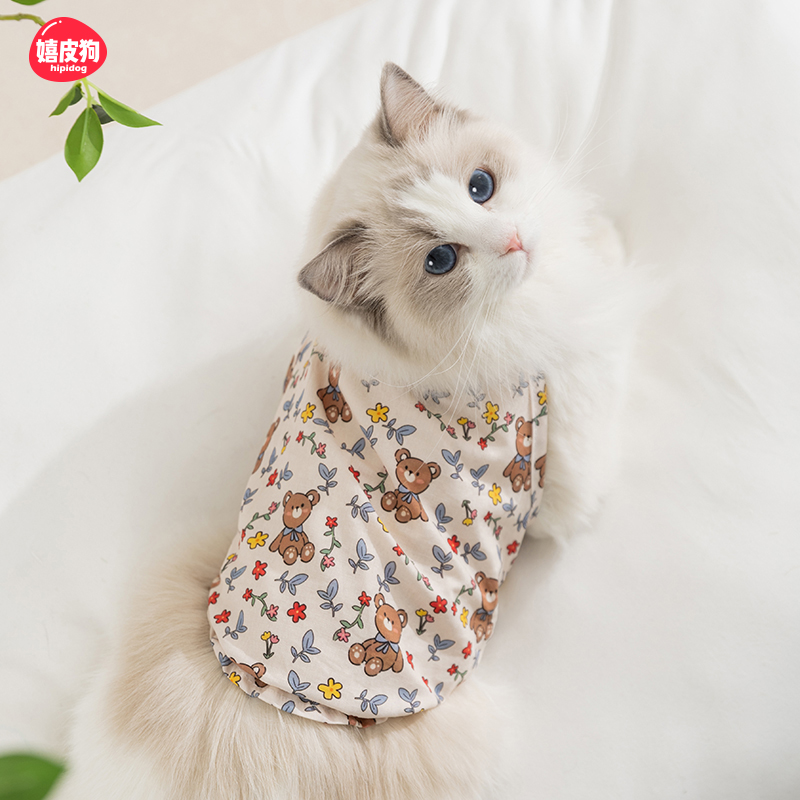 猫咪可爱满印小熊碎花吊南瓜裙
