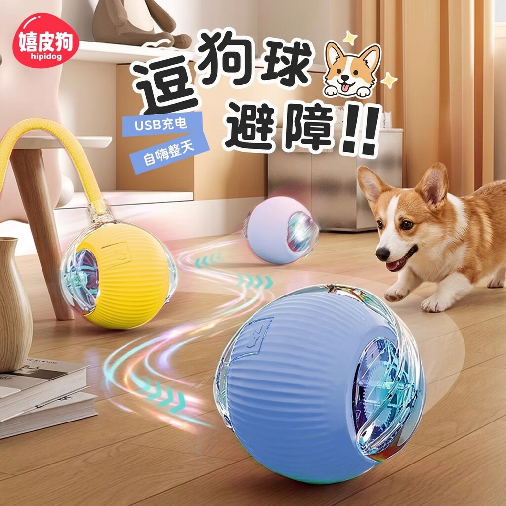 狗狗玩具自动遛狗球智能电动逗狗球自嗨解闷神器耐咬小狗宠物用品