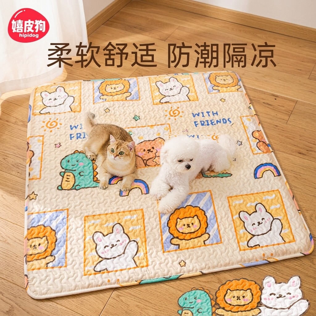 嬉皮狗宠物地垫狗狗垫子睡觉用夏季猫咪狗窝围栏狗笼子垫四季通用
