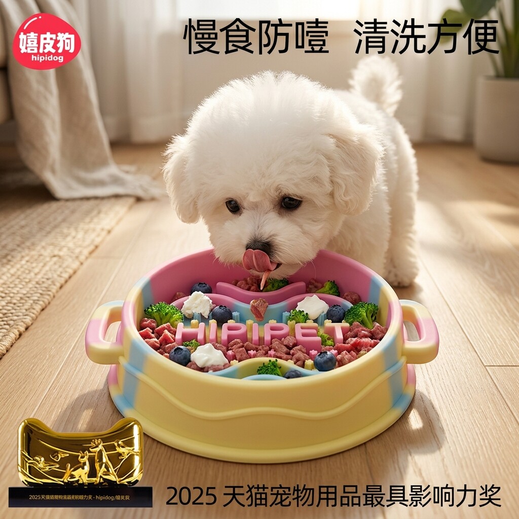慢食碗狗宠物狗狗碗食盆防打翻小型犬饭盆猫碗大口径猫咪不易打翻