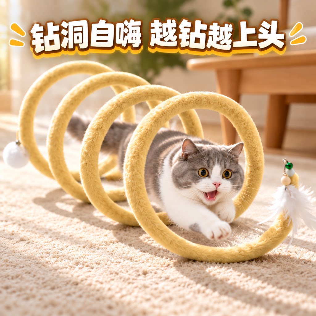 猫咪玩具猫隧道可折叠小猫幼猫自嗨解闷神器钻洞消耗体力逗猫棒