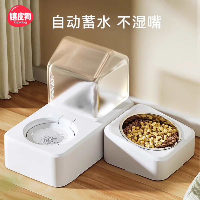 猫咪饮水器宠物饮水机狗狗喂食喂水一体机自动喂水器猫喝水不湿嘴