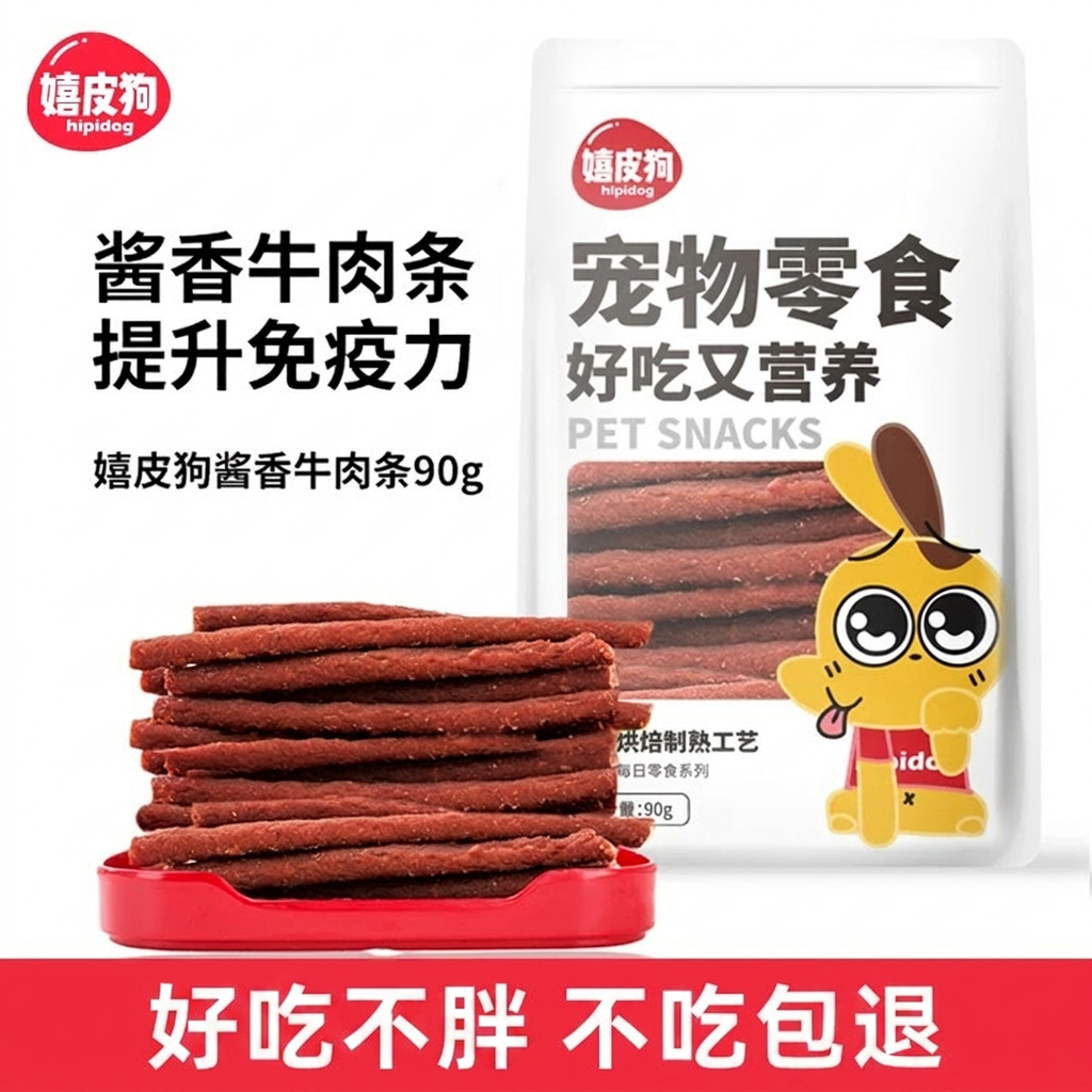 嬉皮狗小狗狗零食牛肉条棒耐咬泰迪幼犬宠物小型幼犬金毛训练奖励