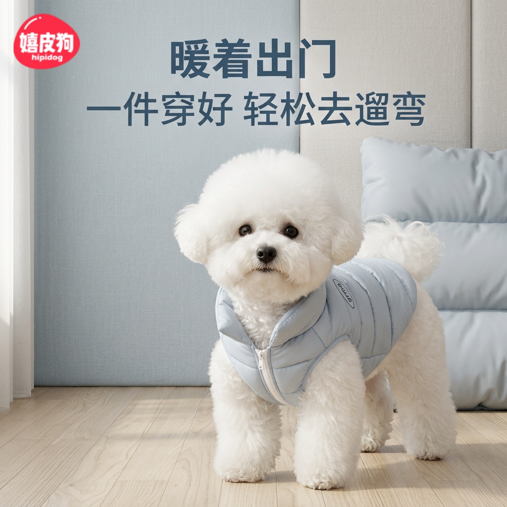 狗狗衣服秋冬款泰迪比熊羽绒马甲立领加厚保暖背心小型犬宠物冬装