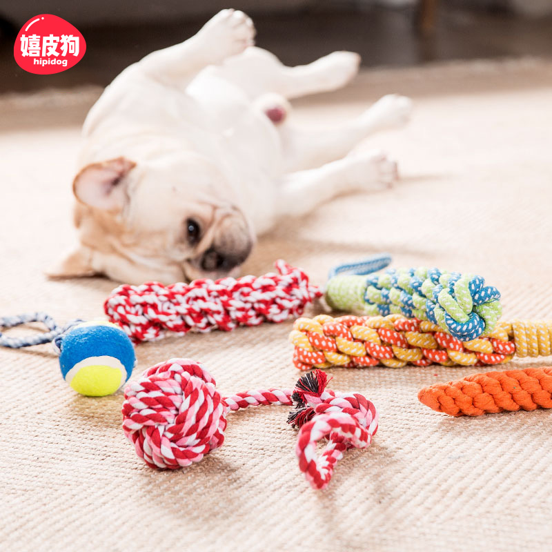 解闷啃咬萨摩洁牙大型犬棉绳玩具