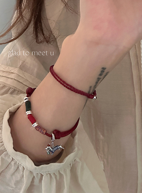 本命年纯银圣诞节小狗手链女