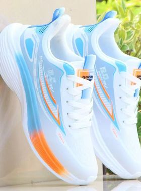 品牌男鞋透气帅气超轻便跑步鞋男百搭学生皮面防水运动鞋休闲潮鞋