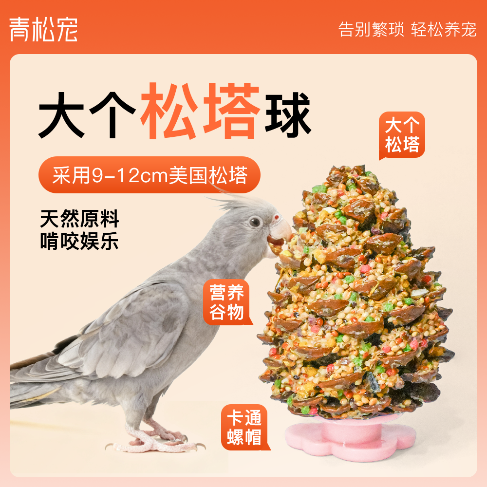 青松宠鹦鹉零食大个松塔啃咬球