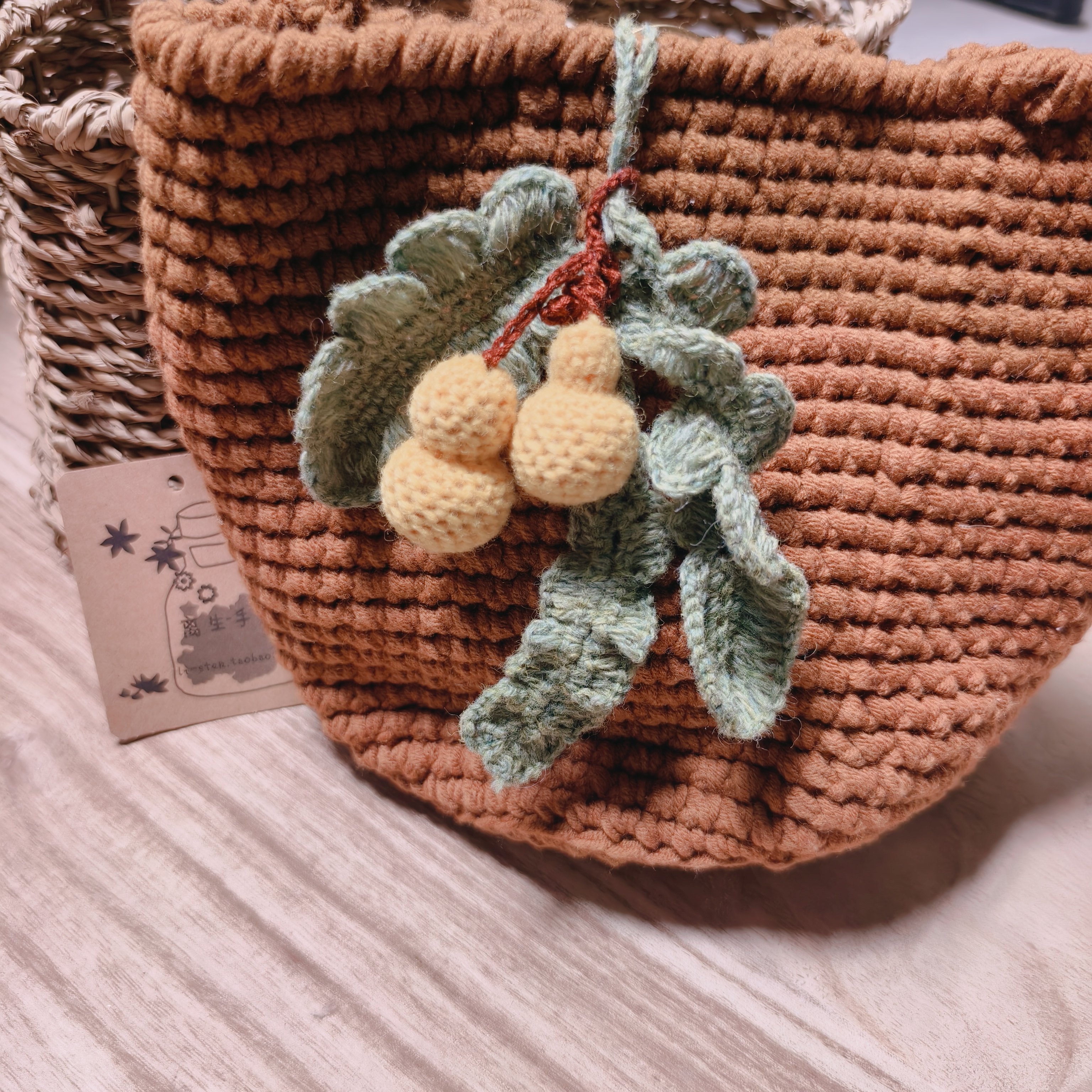原创手工毛线编织文艺森女芭蕉葫芦包包挂件成品