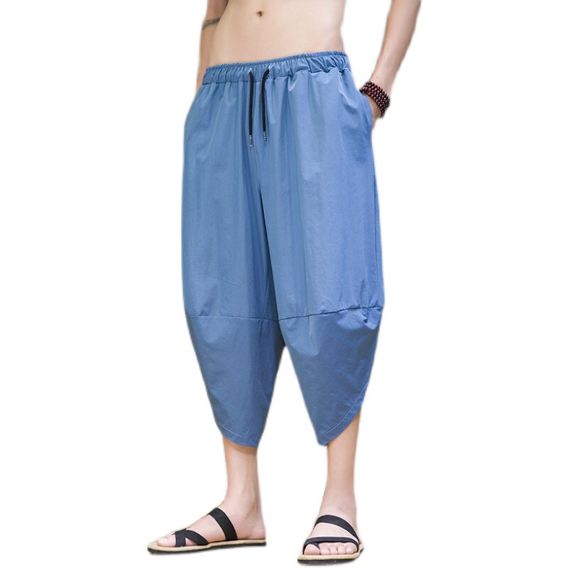 夏季风男士七分裤冰丝阔腿萝卜裤大码灯笼裤男219-2-A05-P40,男装休闲裤,星座219-2