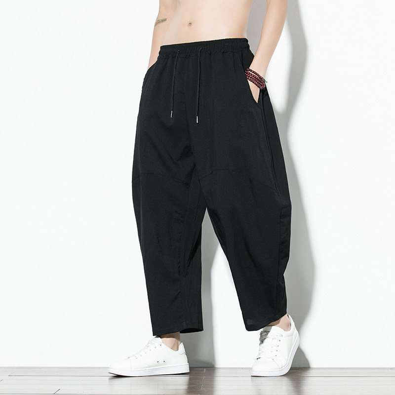 夏季风男士长裤潮流哈伦裤宽松大码日系九分裤219-2-A10-P55，男装休闲裤，星座219-2