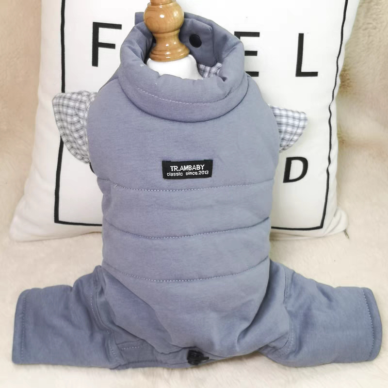爱萌宠物衣服冬款泰迪博美比熊小型犬棉服棉马甲可牵引四脚狗衣服