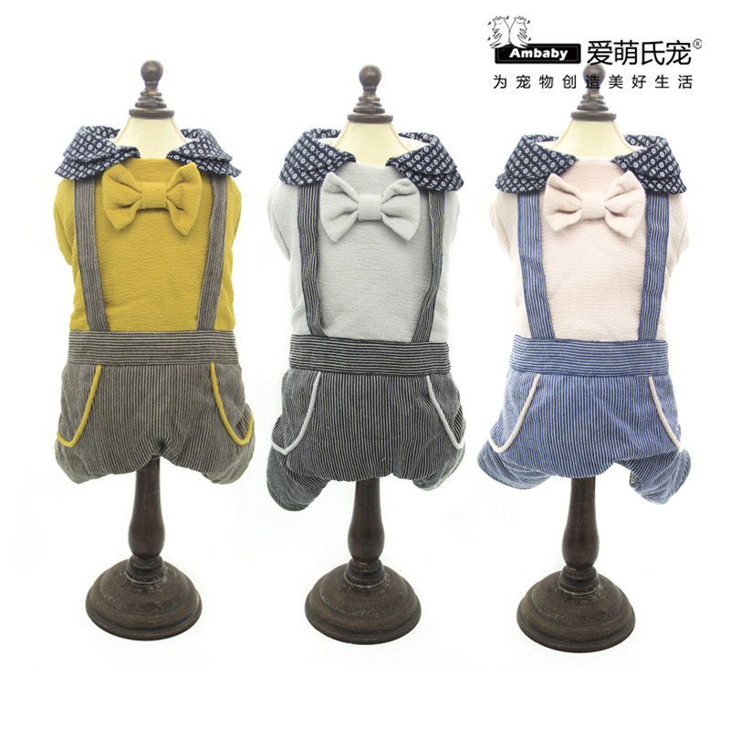 特价清仓爱萌宠物衣服2018新款小型宠物领花背带裤泰迪比熊素色宠