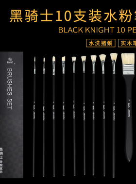 回忆黑骑士水粉笔套装美术生专用水粉画笔猪鬃扇形笔勾线笔丙烯颜料笔油画笔平头初学者艺考联考专业排笔刷子