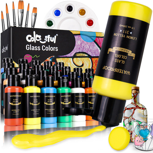 玻璃瓶手工diy颜料彩绘玻璃瓶水杯专用