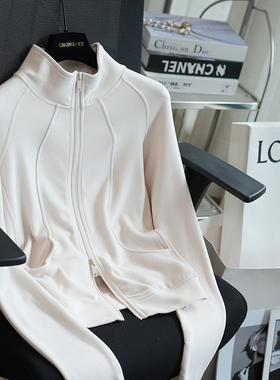 软糯糯~桑蚕丝羊毛自发热保暖立领修身显瘦拉链开衫外套女秋冬新