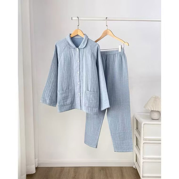 柜款！加厚四层纱/纯棉法兰绒！情侣款休闲家居服睡衣套装秋新款