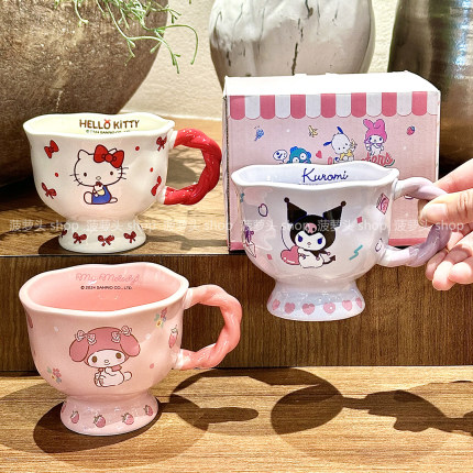 正版三丽鸥联名马克杯女库洛米杯子可爱美乐蒂陶瓷杯儿童水杯礼物