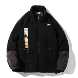 EY113白底港风冬季新款拼接加厚羊羔毛棉衣棉服潮流外套宽松P115，男装棉衣，电商C306