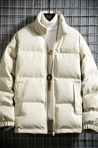 Q603 日系大码网格挂拍PU皮棉衣外套棉服男宽松立领皮衣棉袄P128图片