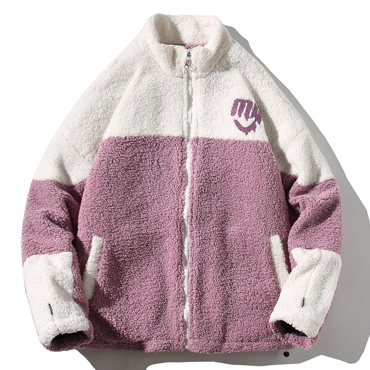 Q2099 冬季男女休闲港风潮流撞色加厚羊羔毛棉服毛绒外套P120图片