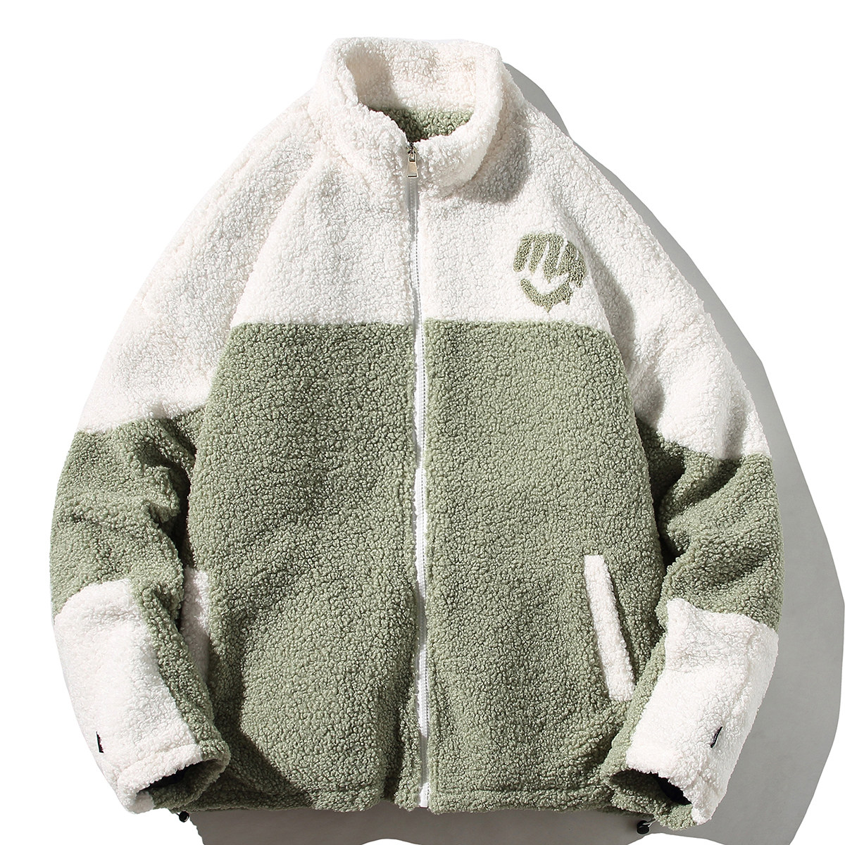 Q2099 冬季男女休闲港风潮流撞色加厚棉服羊羔毛毛绒外套P120图片