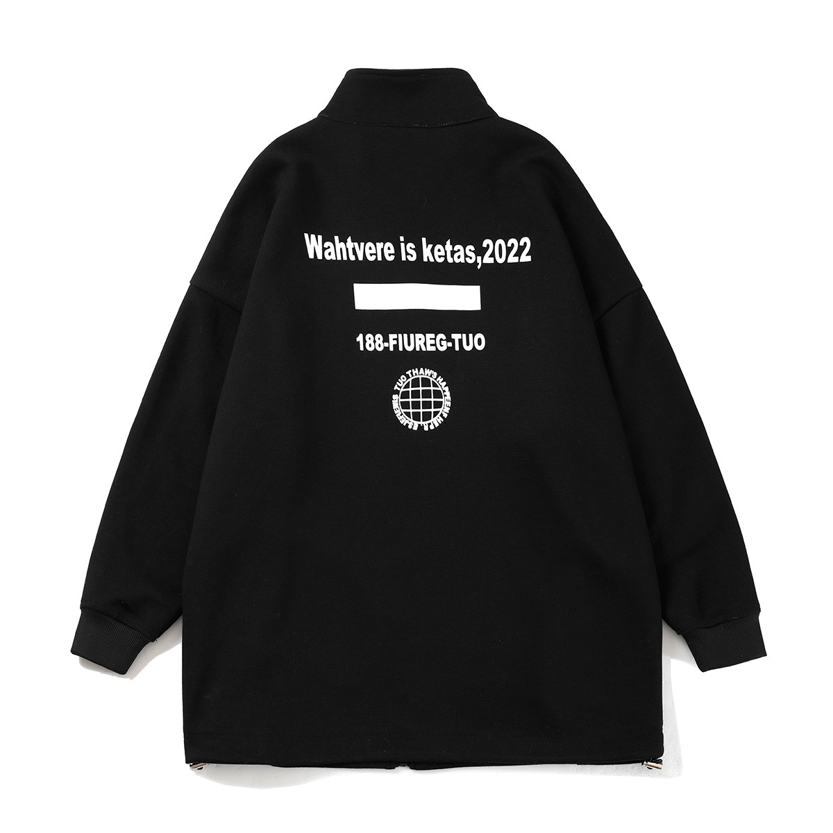 EQ01白底 春季新款男女港风休闲百搭立领开衫夹克印花卫衣外套P78图片