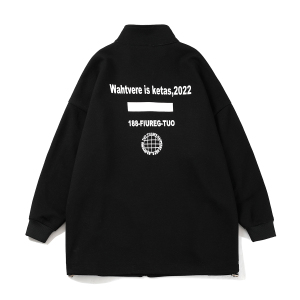 EQ01白底 春季新款男女港风休闲百搭印花卫衣立领开衫夹克外套P78图片