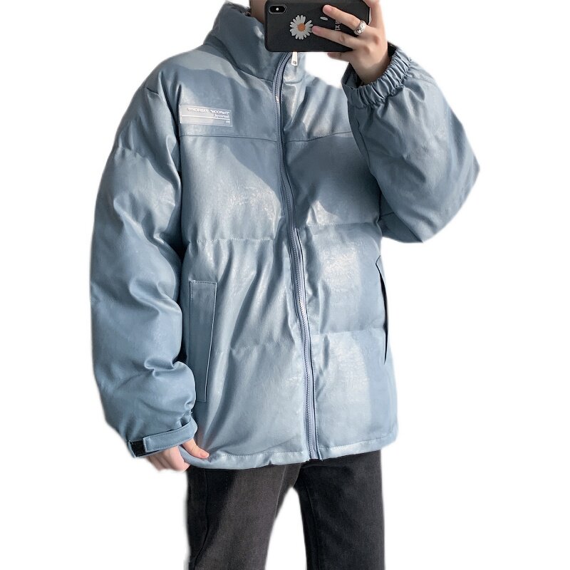 Q603冬季港风男女机车服立领棉衣皮衣加厚棉服外套日系大码P128,男装皮衣,电商C306