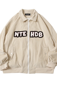 EQ100 秋季新款港风宽松玉米格毛巾绣夹克翻领百搭外套棒球服P108图片