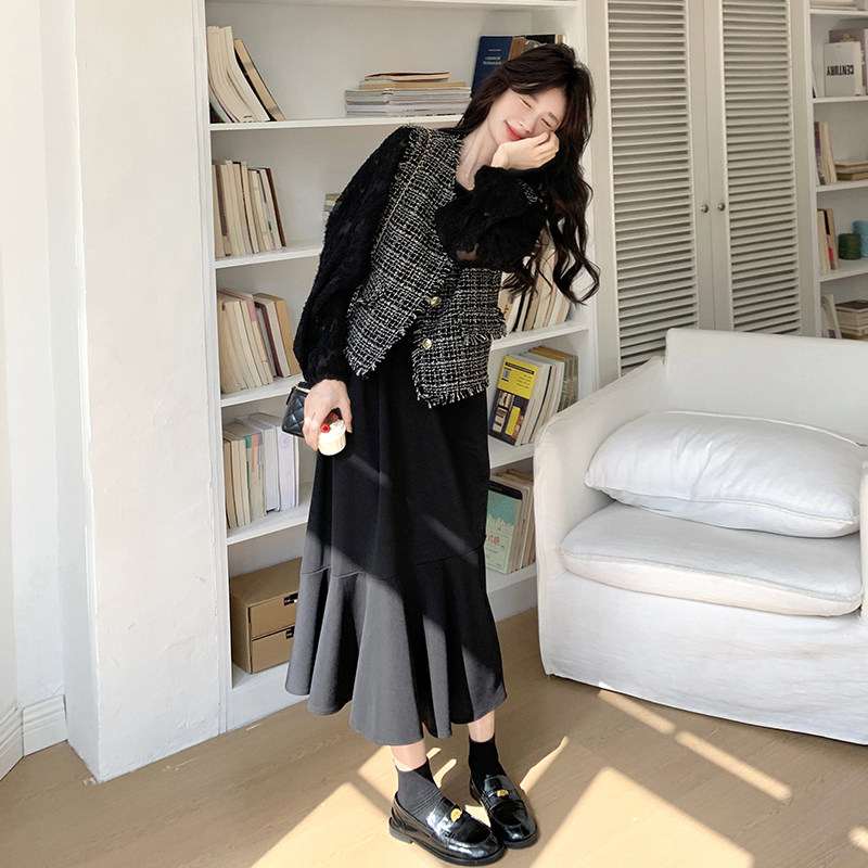 新款现货小香风马甲连衣裙两件套207-1112P175K248，女装套装/套裙，卡莱