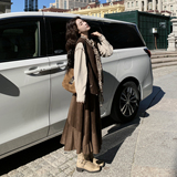 【新款】麂皮马甲衬衣半裙围巾4件套装207-8039P225控368，女装套装/套裙，卡莱