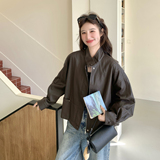 【新款】立领蛋白皮皮衣短外套207-8032P150控248，女装短外套，卡莱