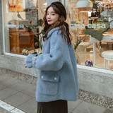 现货2色！烫金皮毛一体羊羔毛外套207-J9188P150控238，女装短外套，卡莱