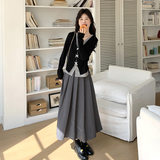 设计感假两件套装裙女2025春新款慵懒风显瘦气质减龄半身裙两件套，女装套装/套裙，卡莱