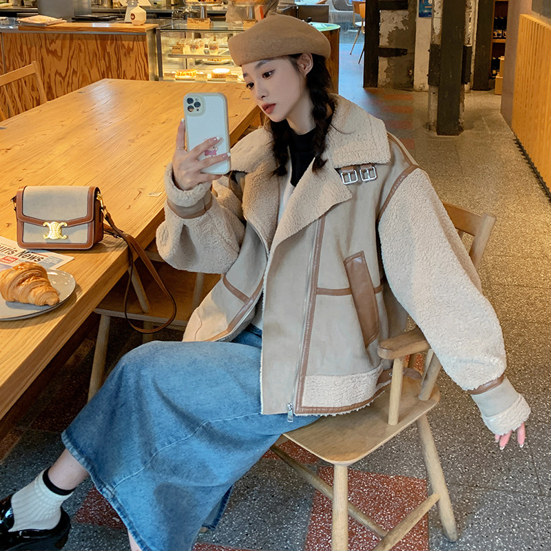 档口可拿高品质高转化羊羔毛机车服207-J8858P185控268，女装皮草，卡莱