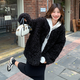 新款环保皮草小香风皮毛一体外套207-1812P205控298，女装短外套，卡莱