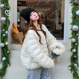 新款现货可脱卸围脖排骨90羽绒服207-1866P345控478，女装羽绒服，卡莱