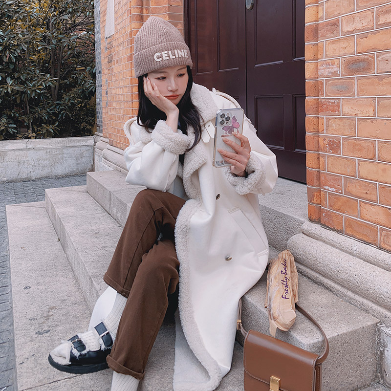 现货羊羔毛皮毛一体中长款机车服外套207-J8862P195控278,女装棉衣/棉服,卡莱