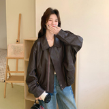 【新款】翻领蛋白PU皮衣短外套207-8033P145控238，女装短外套，卡莱