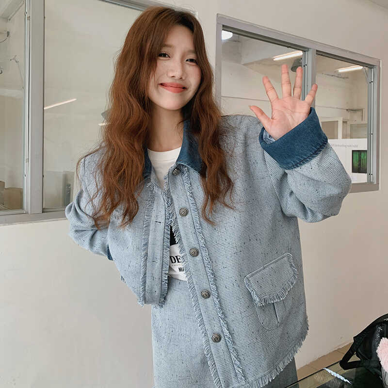 【春款现货】数据好春装牛仔拼接小香风外套207-025P145控228,女装短外套,卡莱