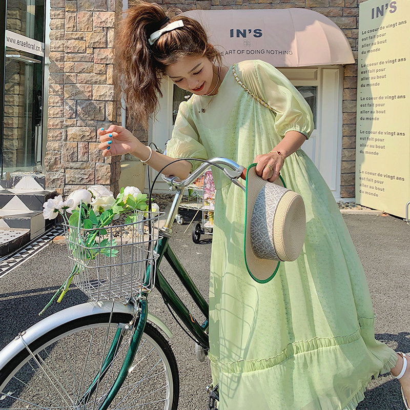 现货可拿6.18主推碎花欧纱2件套连衣裙207-J2232P110控168,女装连衣裙,卡莱