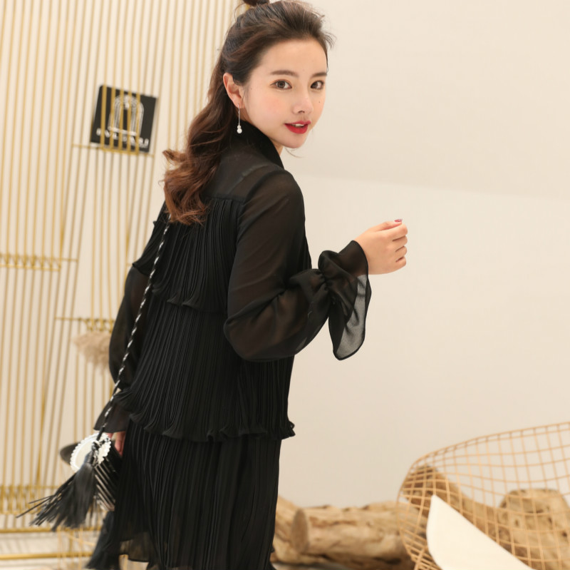 6现货小个子蛋糕衬衫式黑红2色连衣裙8218-J1603-P85控125,女装连衣裙,卡莱