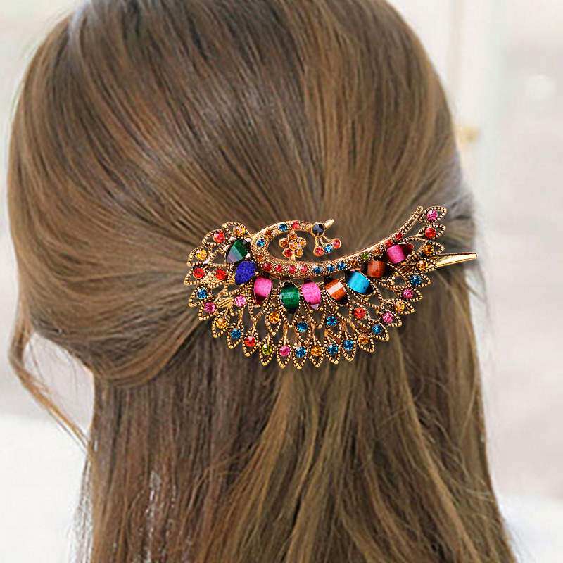 純銀頭飾銀發卡水鑽彈簧夾孔雀盤發器頂夾發夾馬尾夾女發卡子成人在類目 飾品/流行首飾/時尚飾品新, 髮飾中 - 來自Buy2taobao.com提供專業的淘寶代購服務