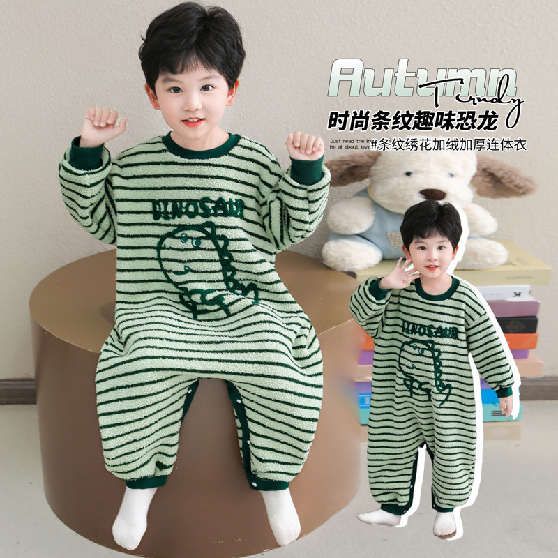 中大童春季加绒卡通睡衣套装