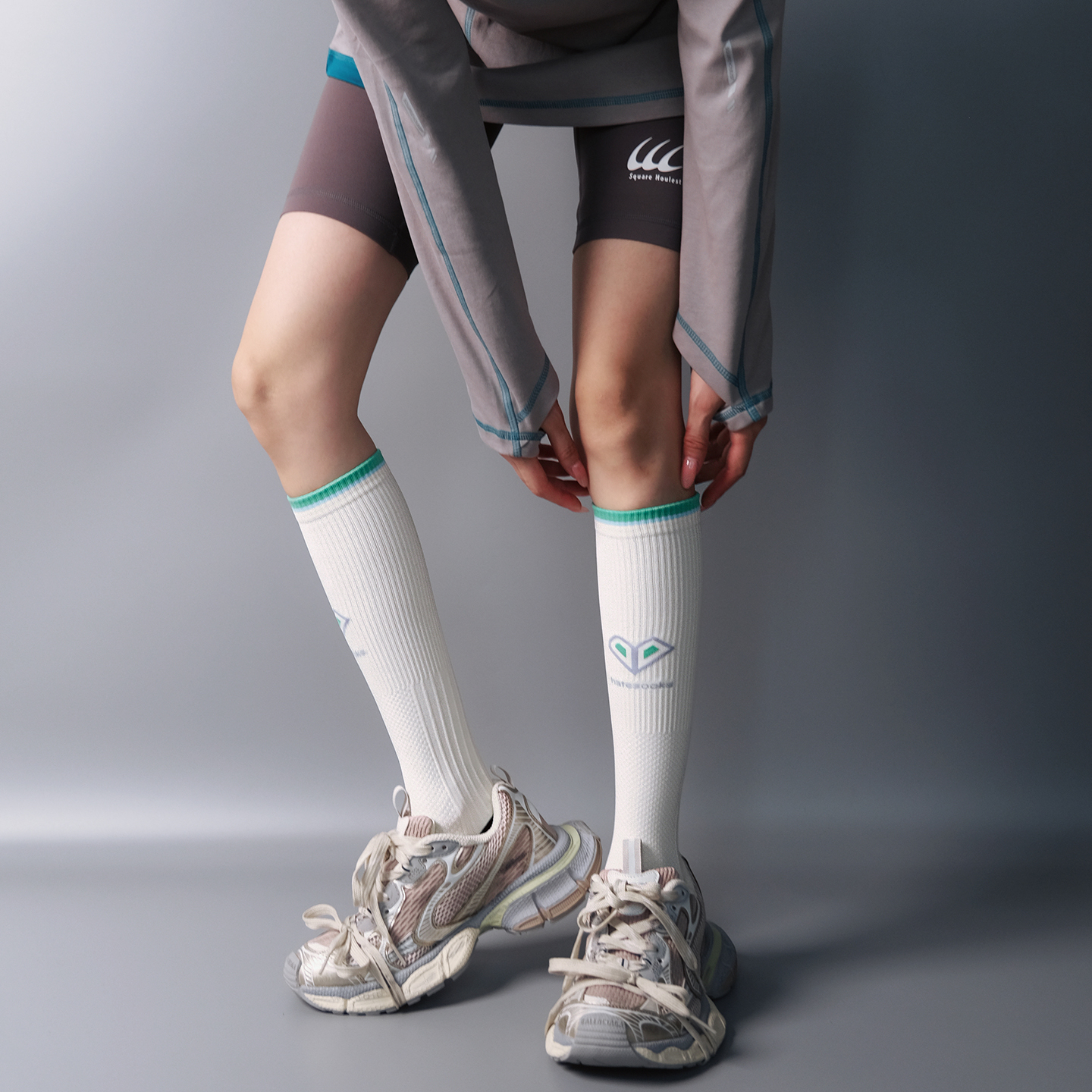 ROUJOY|薄荷气泡水森系氧气感女秋季运动户外骑行登山压力小腿