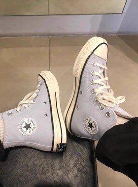 Converse匡威1970S三星标2023款灰蓝色复古高帮男女帆布鞋A03447C