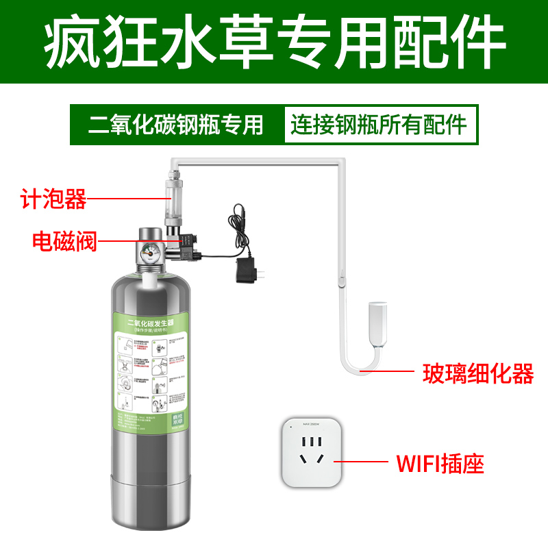 疯狂水草钢瓶配件玻璃电磁阀量杯