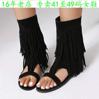 外贸41一50特大码女鞋42洛丽塔43平底凉鞋子44流苏45 46 47 48 49